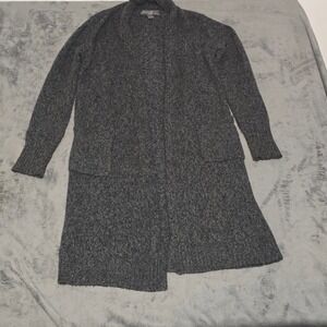 Eddie Bauer Lounge Cardigan Sweater Charcoal Heathered Knit Cozy Long Women's XS